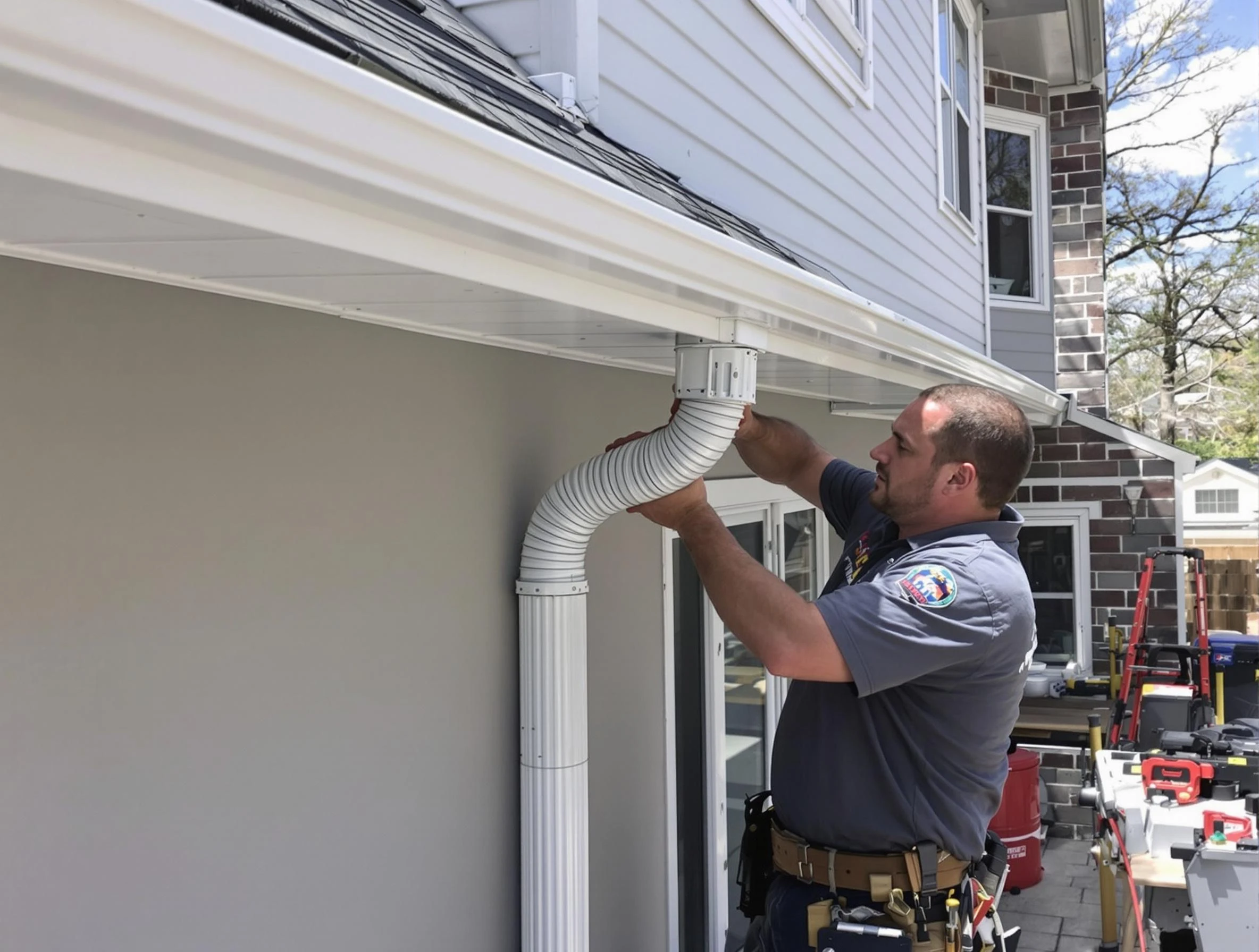 Downspouts installed by Kent Roofing Company to guide water away in Kent, OH