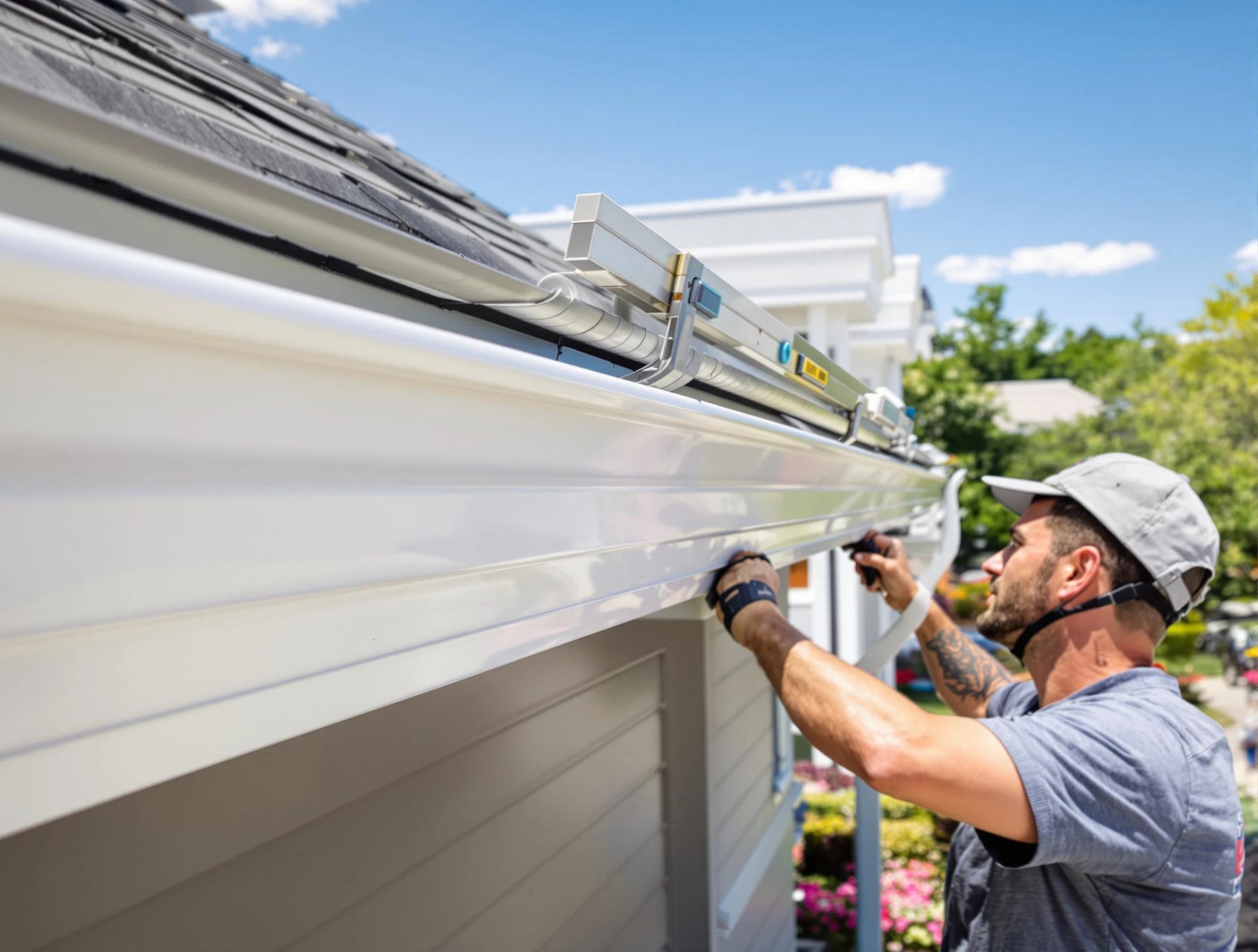 Newly installed gutters by Kent Roofing Company for a home in Kent, OH